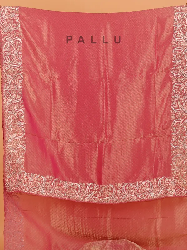 Pastel pink soft silk saree for festive