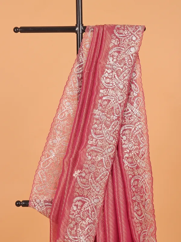 Pastel pink soft silk saree for festive