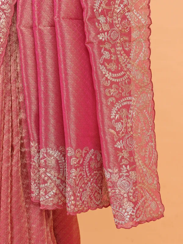 Pastel pink soft silk saree for festive