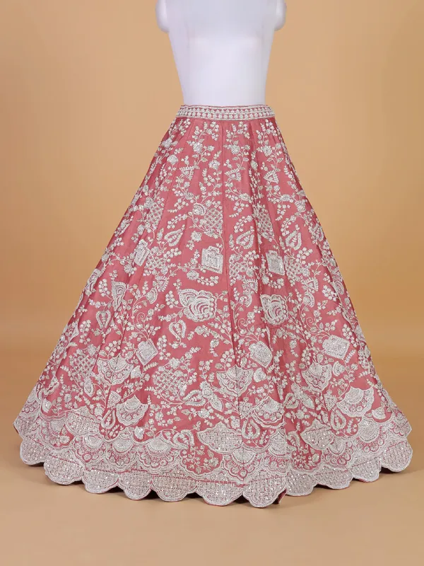 Pastel pink unstiched wedding lehenga choli