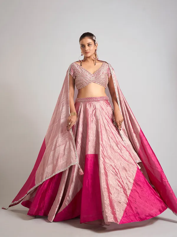 Pastel pink wedding wear lehenga choli
