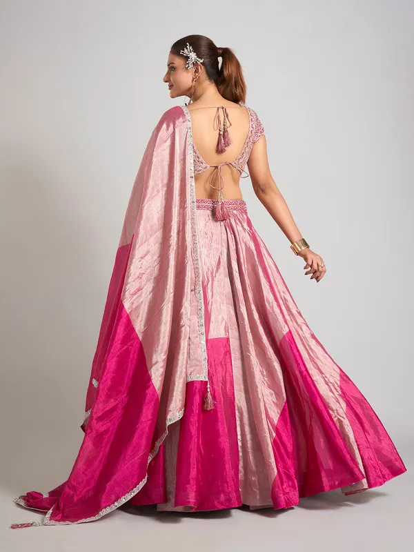 Pastel pink wedding wear lehenga choli