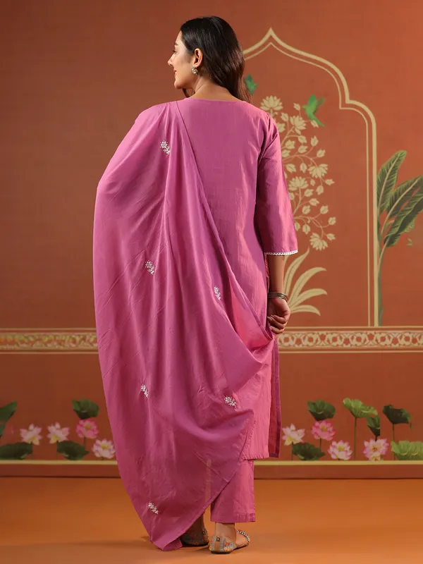 Pastel purple cotton festival wear kurti set