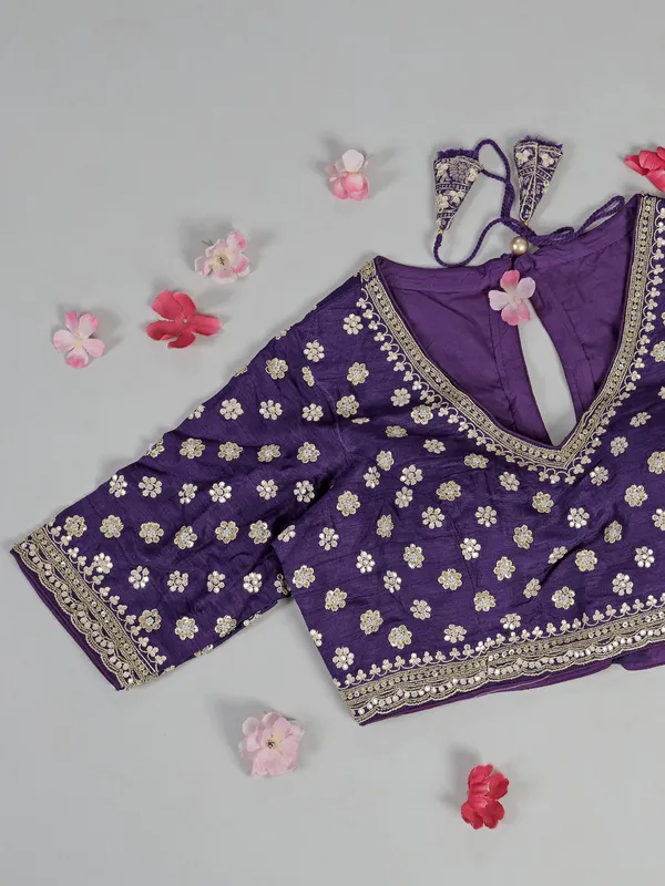 Pastel purple dola silk saree with sparkle work