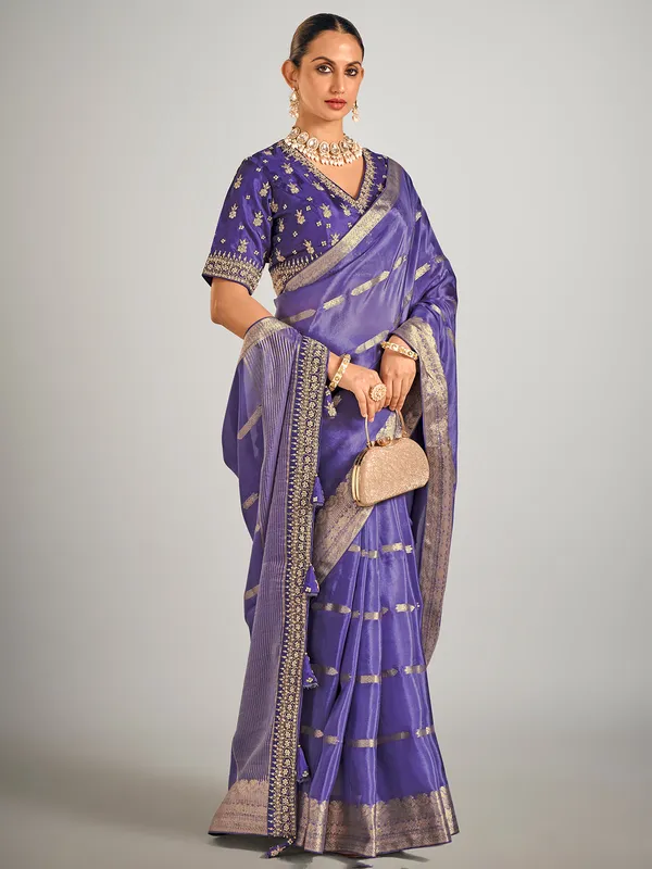 Pastel purple dola silk wedding saree