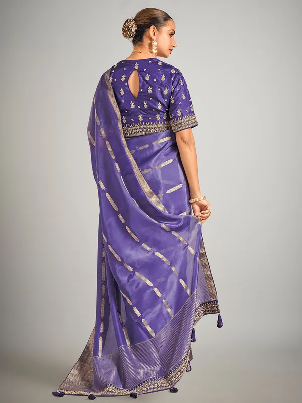 Pastel purple dola silk wedding saree
