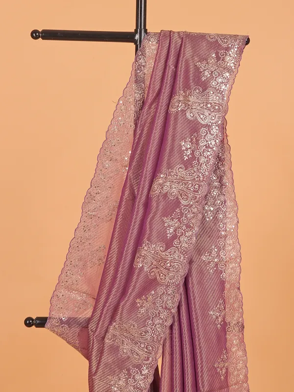 Pastel purple organza saree gor wedding