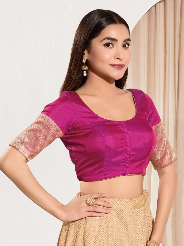 Pastel purple ready made blouse in rich silk