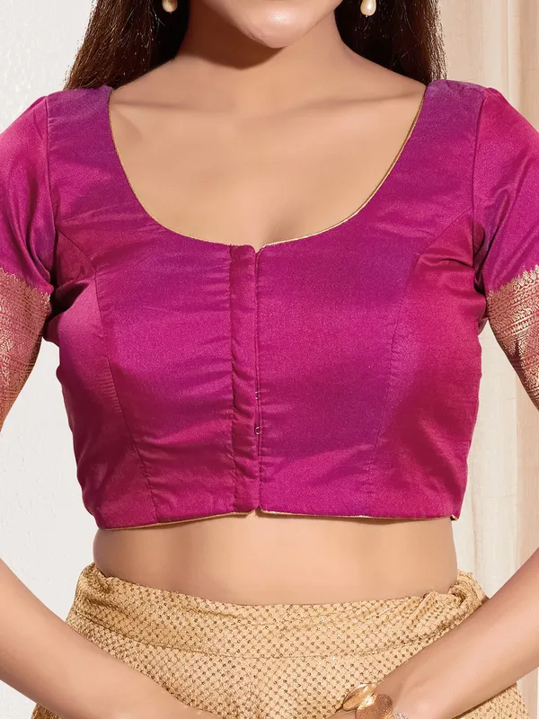 Pastel purple ready made blouse in rich silk