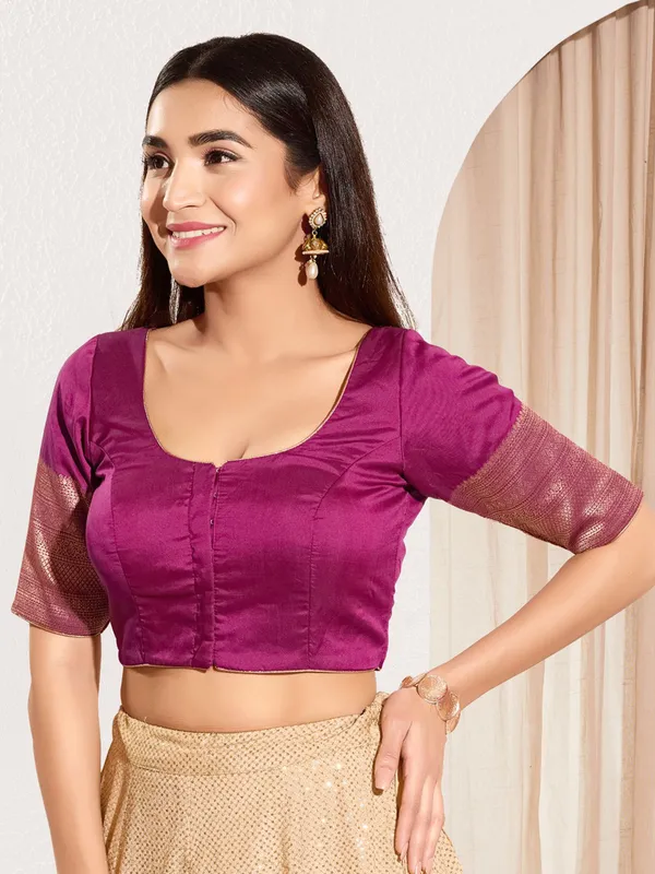 Pastel purple ready made blouse in silk