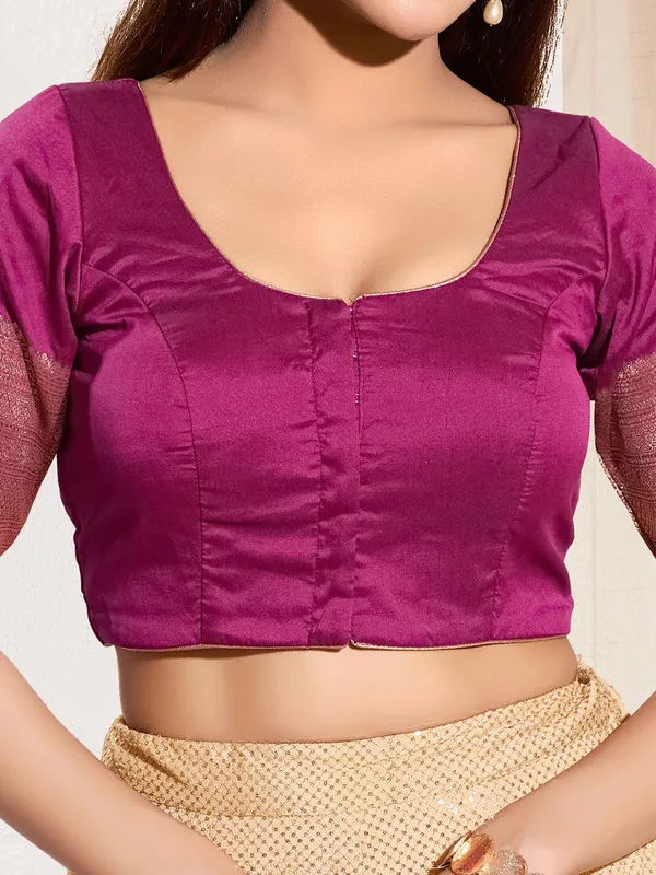 Pastel purple ready made blouse in silk
