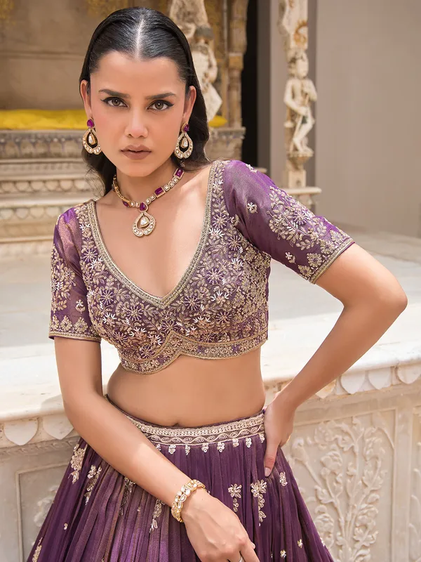 Pastel purple silk designer lehenga choli