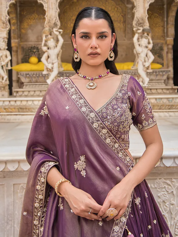Pastel purple silk designer lehenga choli