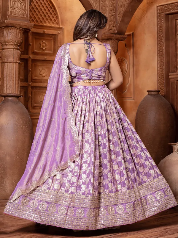 Pastel purple silk lehenga choli for reception