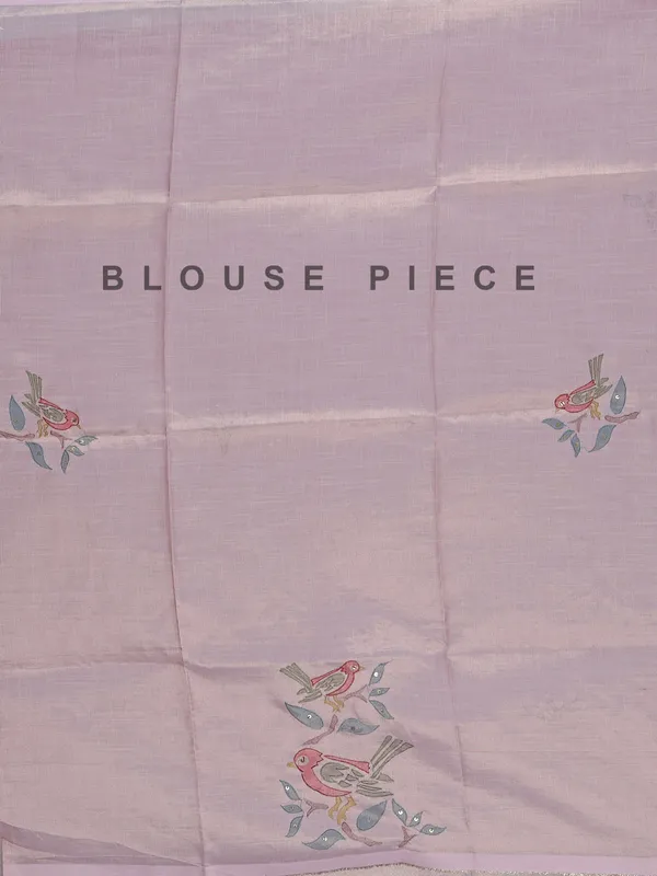 Pastel purple tissue cotton silk saree with embroidery work