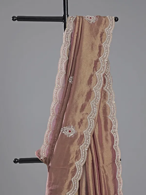 Pastel purple tissue silk saree with designer shine