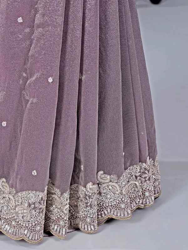 Pastel purple tissue silk saree with heavy work