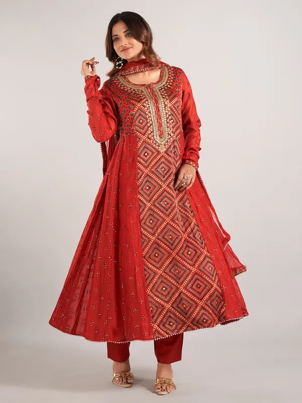 Pastel red cotton silk salwar suit for wedding
