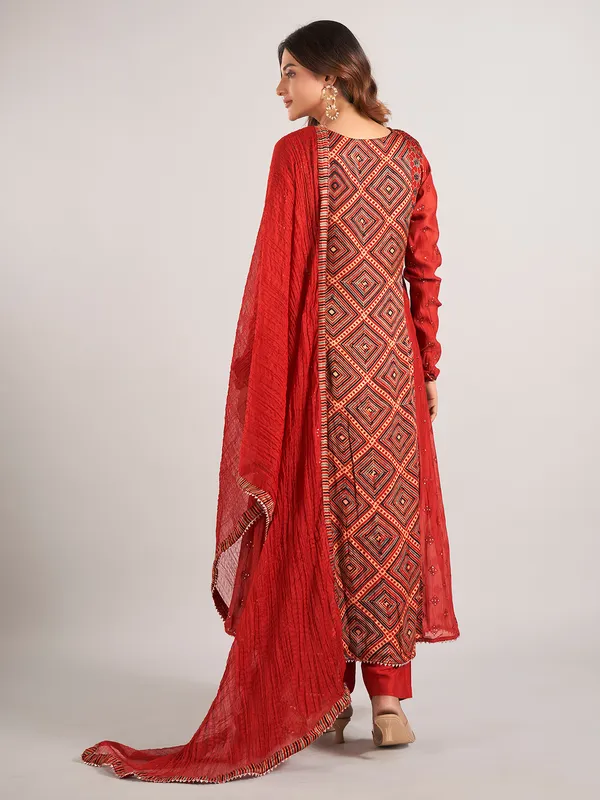 Pastel red cotton silk salwar suit for wedding