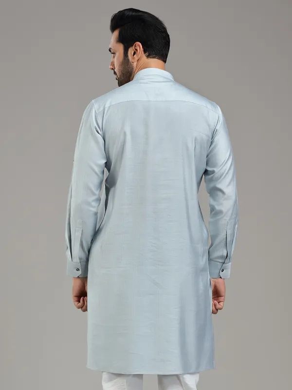 Pastle blue sober festive wear kurta for men