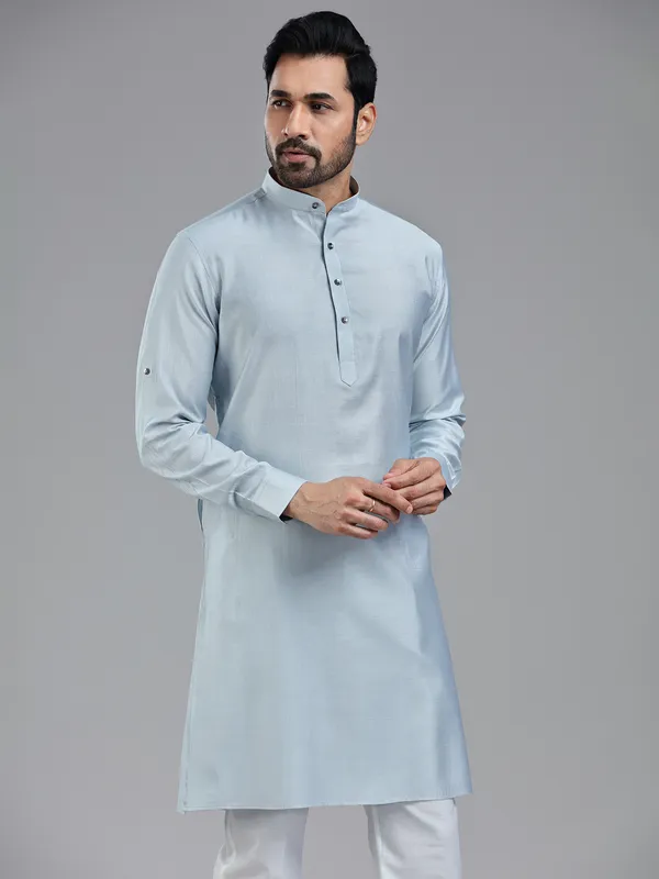 Pastle blue sober festive wear kurta for men