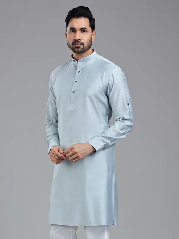Pastle blue sober festive wear kurta for men