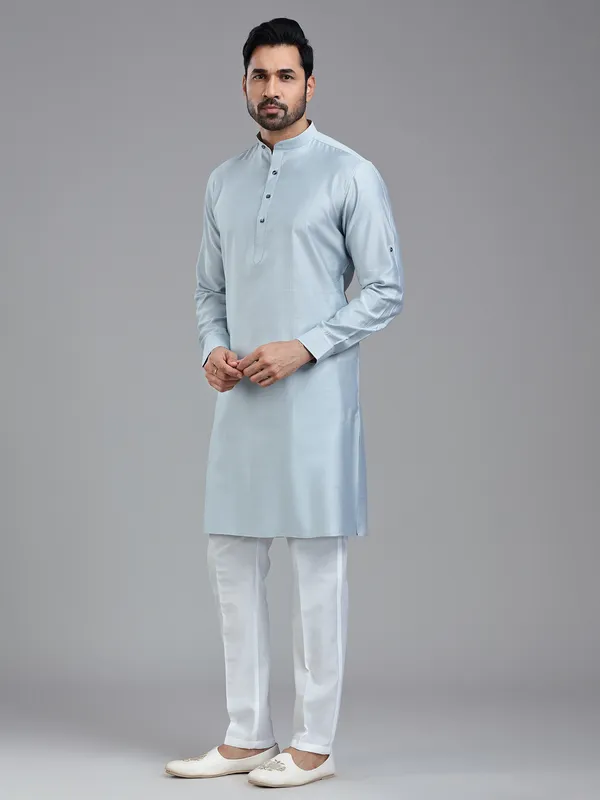 Pastle blue sober festive wear kurta pajama for men