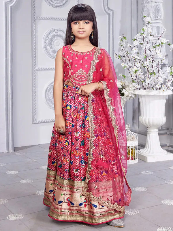 Patola printed silk dark pink lehenga choli