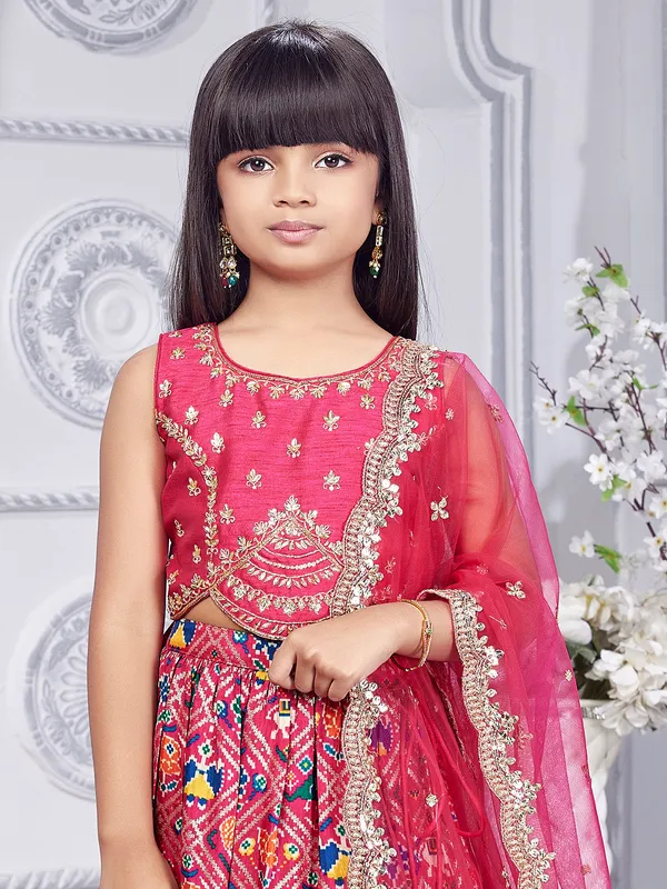 Patola printed silk dark pink lehenga choli