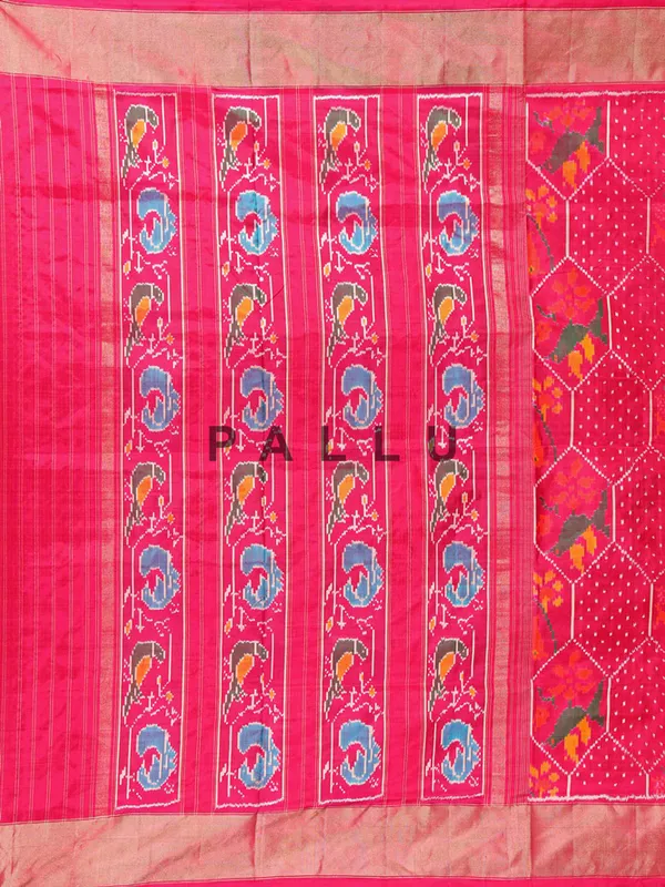 Patola silk red saree with print
