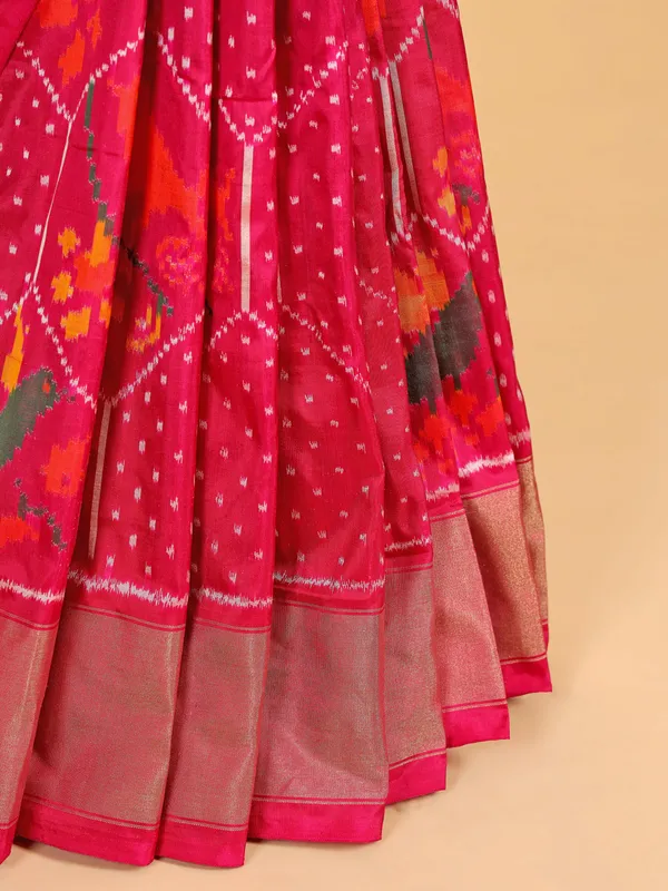 Patola silk red saree with print