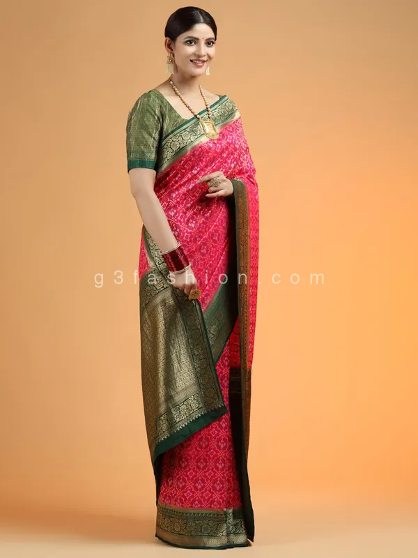 Patola silk saree for wedding functions in magenta