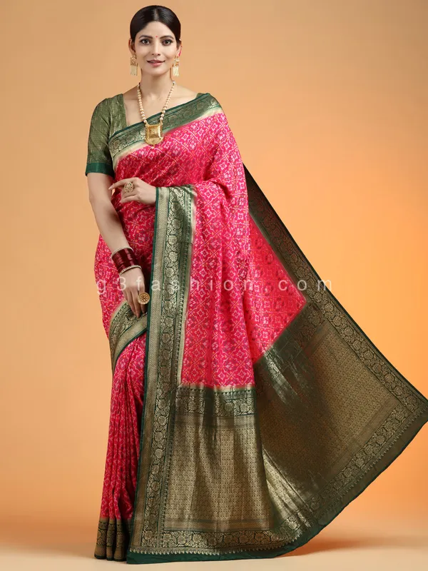 Patola silk saree for wedding functions in magenta