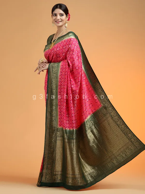 Patola silk saree for wedding functions in magenta