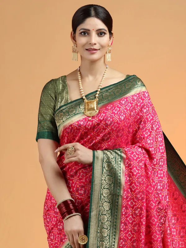 Patola silk saree for wedding functions in magenta