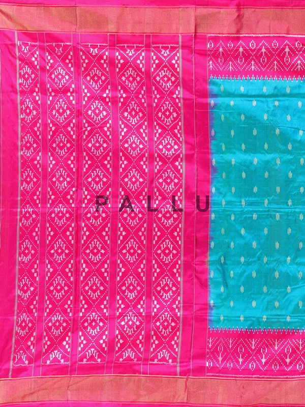 Patola silk saree in light blue and pink