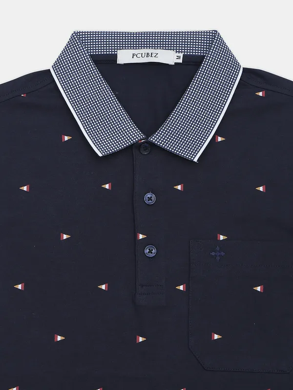 Pcubez printed navy hued cotton t-shirt