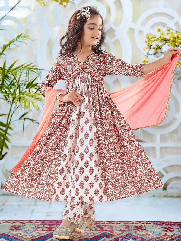 Peach anarkali style salwar suit