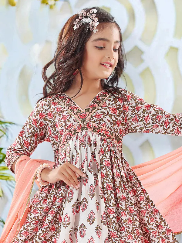 Peach anarkali style salwar suit
