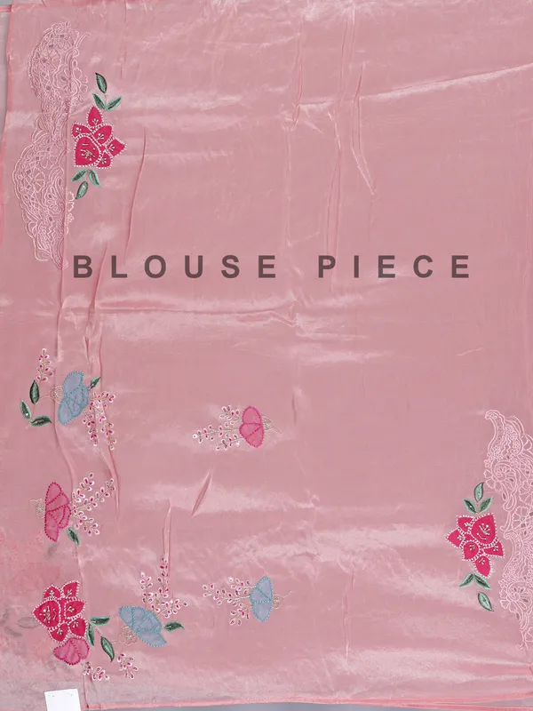 Peach art tissue saree with sequins radiance