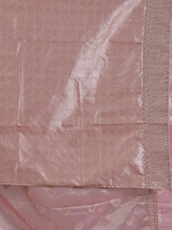Peach banarasi silk saree for wedding wear