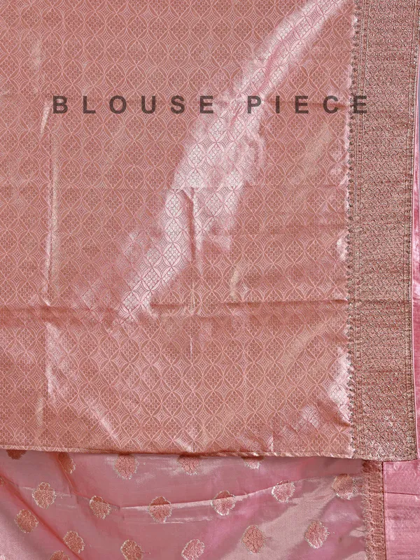 Peach banarasi silk saree for wedding wear