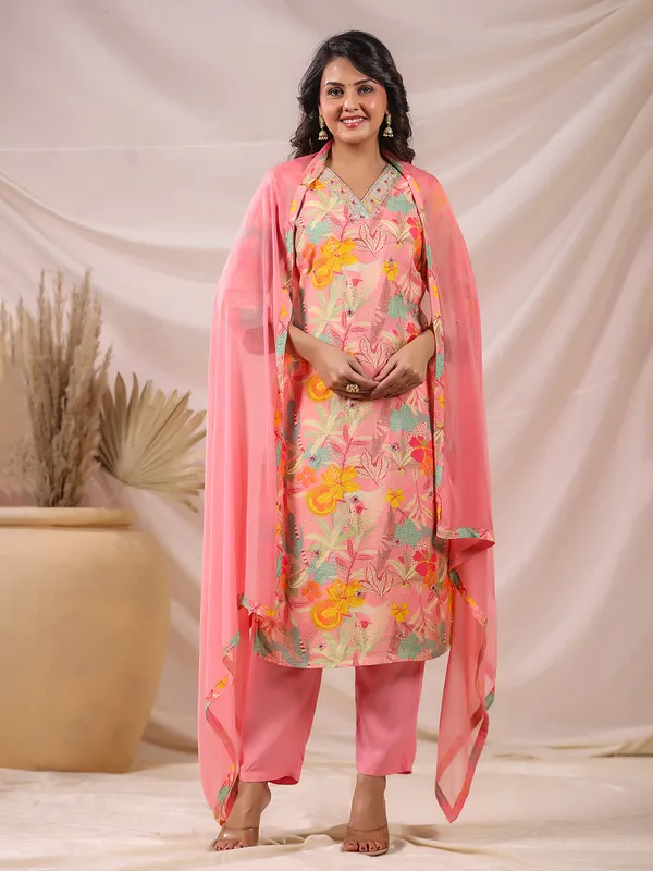 Peach charm kurti set for celebrations