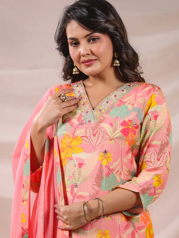 Peach charm kurti set for celebrations