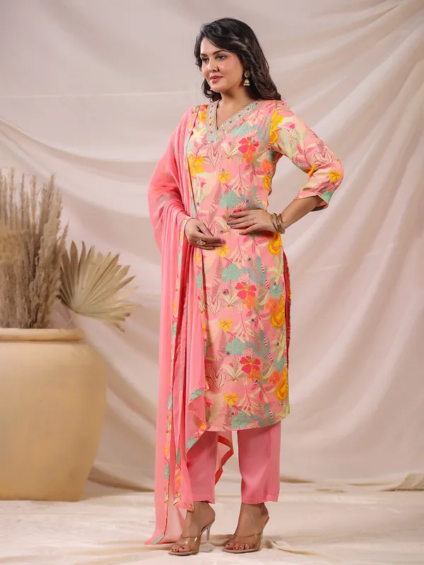 Peach charm kurti set for celebrations
