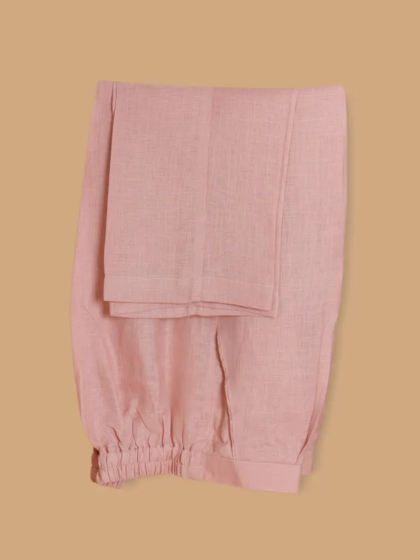 Peach cotton silk kurta jacket set for festival