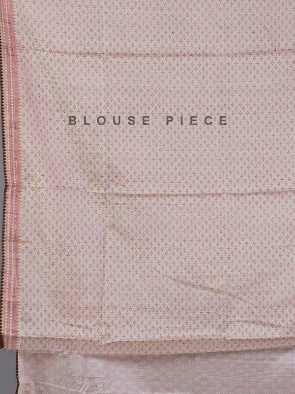 Peach cotton silk saree with printed weaving