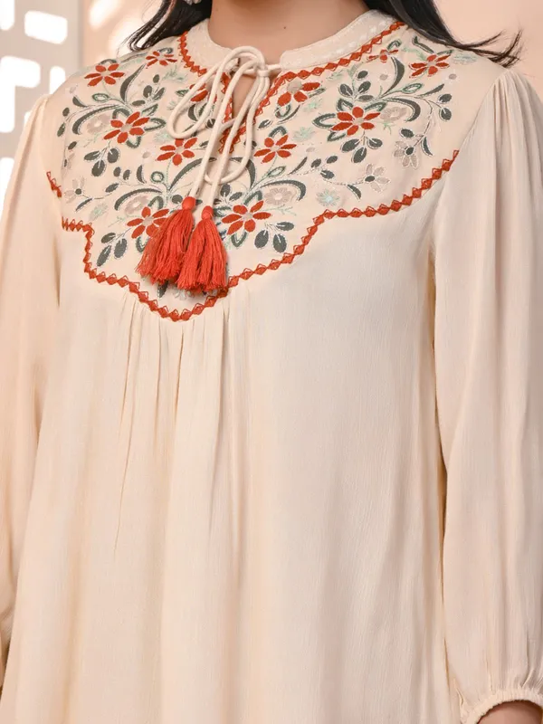 Peach cotton tunic top for casual