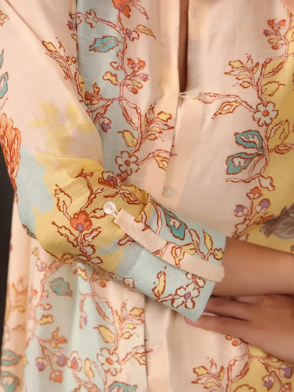 Peach cotton tunic top with gorgeous print