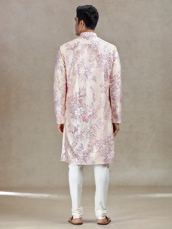 Peach elegance sophisticated tussar silk kurta set